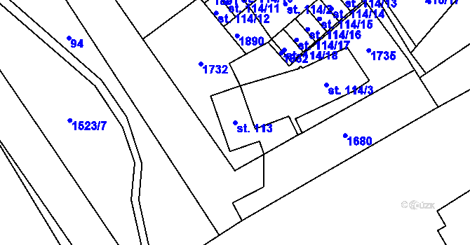 Parcela st. 113 v KÚ Lom u Mostu, Katastrální mapa