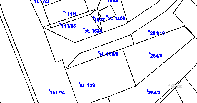 Parcela st. 130/5 v KÚ Lom u Mostu, Katastrální mapa