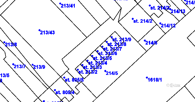 Parcela st. 213/6 v KÚ Lom u Mostu, Katastrální mapa