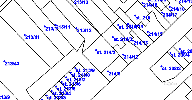 Parcela st. 214/2 v KÚ Lom u Mostu, Katastrální mapa