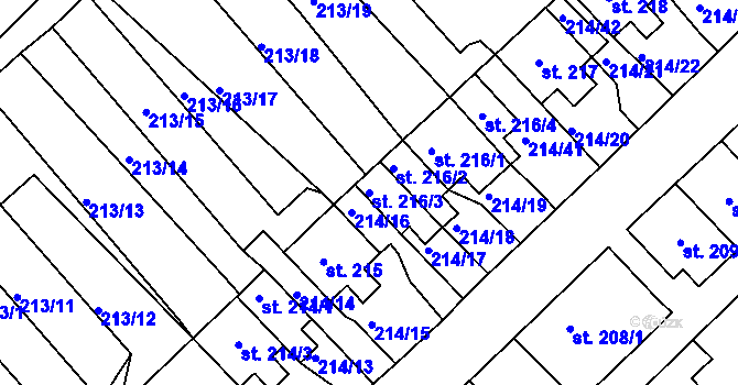 Parcela st. 216/3 v KÚ Lom u Mostu, Katastrální mapa