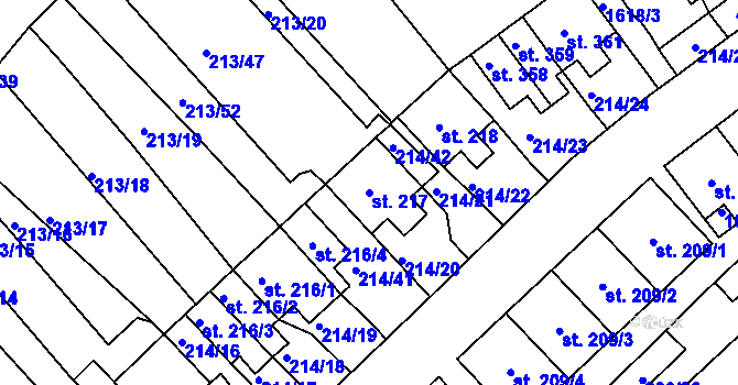 Parcela st. 217 v KÚ Lom u Mostu, Katastrální mapa