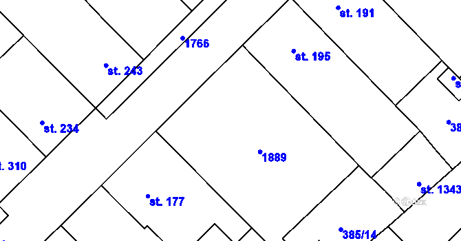 Parcela st. 233 v KÚ Lom u Mostu, Katastrální mapa