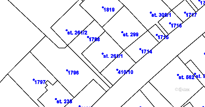 Parcela st. 261/1 v KÚ Lom u Mostu, Katastrální mapa