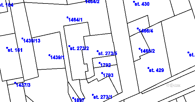 Parcela st. 273/5 v KÚ Lom u Mostu, Katastrální mapa