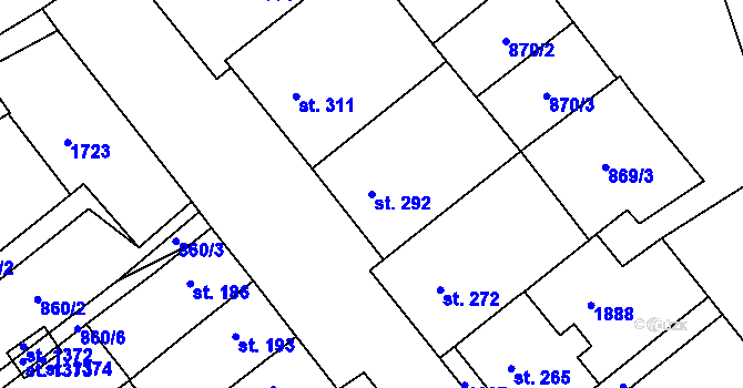 Parcela st. 292 v KÚ Lom u Mostu, Katastrální mapa