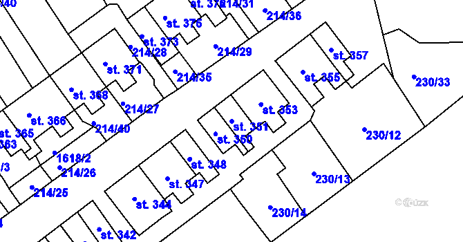 Parcela st. 351 v KÚ Lom u Mostu, Katastrální mapa