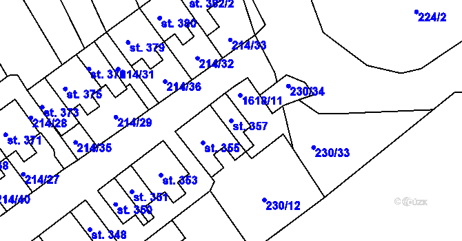Parcela st. 357 v KÚ Lom u Mostu, Katastrální mapa