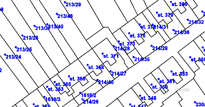Parcela st. 371 v KÚ Lom u Mostu, Katastrální mapa