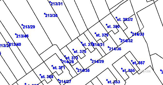 Parcela st. 376 v KÚ Lom u Mostu, Katastrální mapa