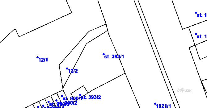 Parcela st. 393/1 v KÚ Lom u Mostu, Katastrální mapa