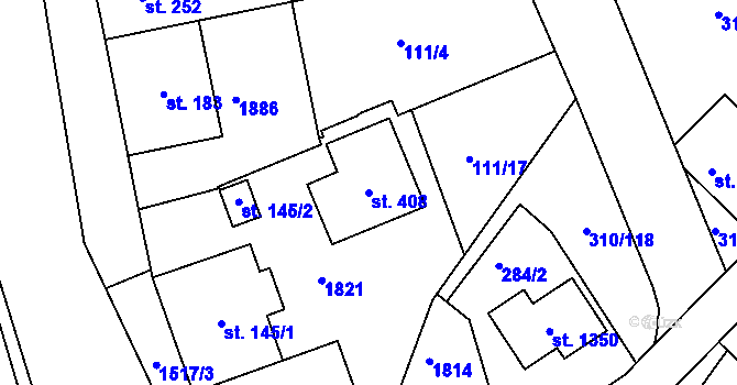 Parcela st. 408 v KÚ Lom u Mostu, Katastrální mapa