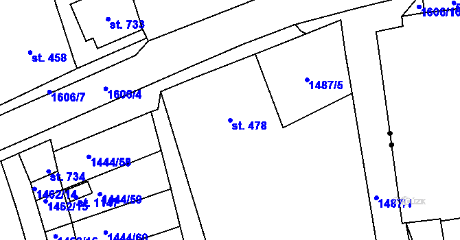 Parcela st. 478 v KÚ Lom u Mostu, Katastrální mapa