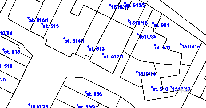 Parcela st. 512/1 v KÚ Lom u Mostu, Katastrální mapa