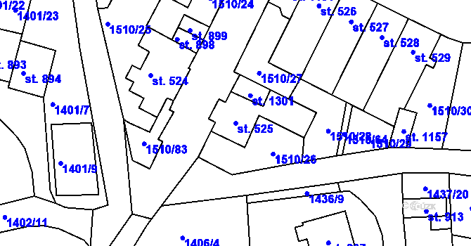Parcela st. 525 v KÚ Lom u Mostu, Katastrální mapa