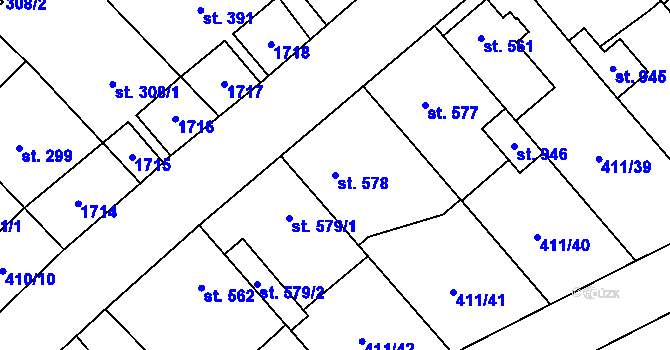 Parcela st. 578 v KÚ Lom u Mostu, Katastrální mapa