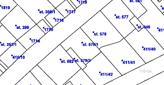 Parcela st. 579/1 v KÚ Lom u Mostu, Katastrální mapa