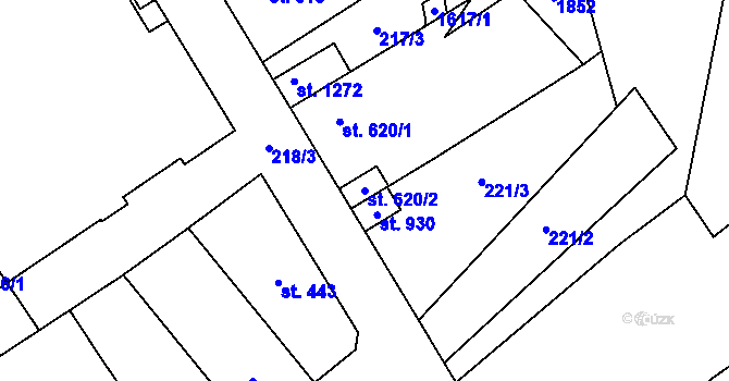 Parcela st. 620/2 v KÚ Lom u Mostu, Katastrální mapa