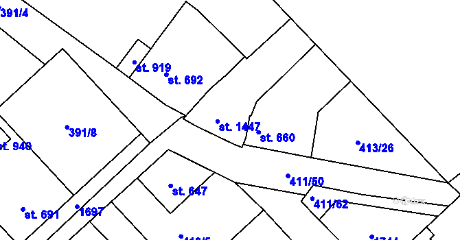 Parcela st. 661 v KÚ Lom u Mostu, Katastrální mapa