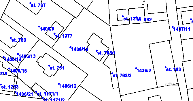 Parcela st. 768/1 v KÚ Lom u Mostu, Katastrální mapa