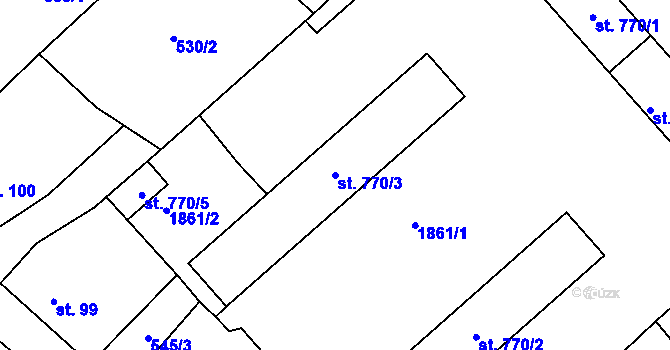 Parcela st. 770/3 v KÚ Lom u Mostu, Katastrální mapa