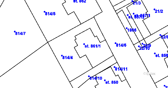 Parcela st. 861/1 v KÚ Lom u Mostu, Katastrální mapa