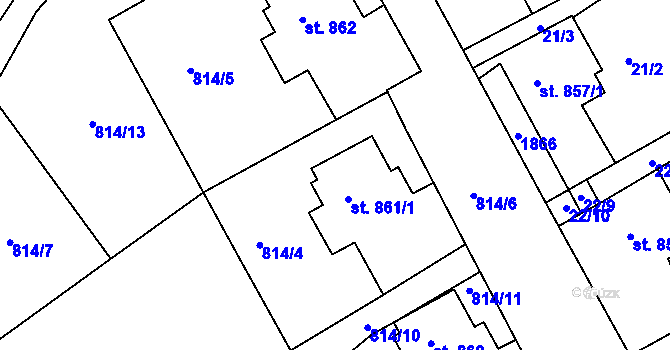 Parcela st. 861/2 v KÚ Lom u Mostu, Katastrální mapa