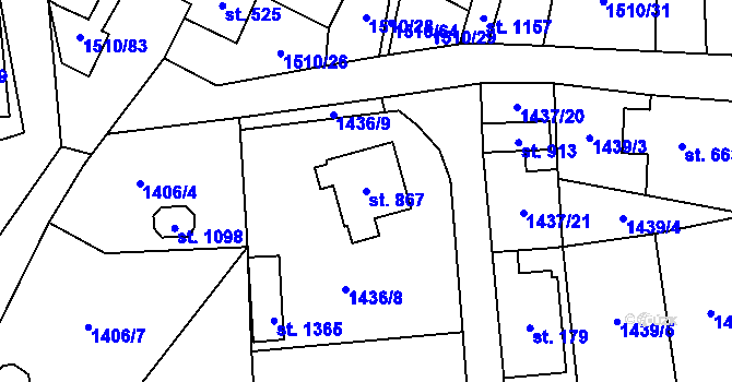 Parcela st. 867 v KÚ Lom u Mostu, Katastrální mapa