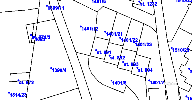 Parcela st. 891 v KÚ Lom u Mostu, Katastrální mapa