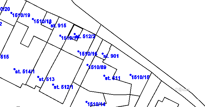 Parcela st. 901 v KÚ Lom u Mostu, Katastrální mapa
