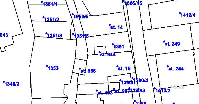 Parcela st. 944 v KÚ Lom u Mostu, Katastrální mapa