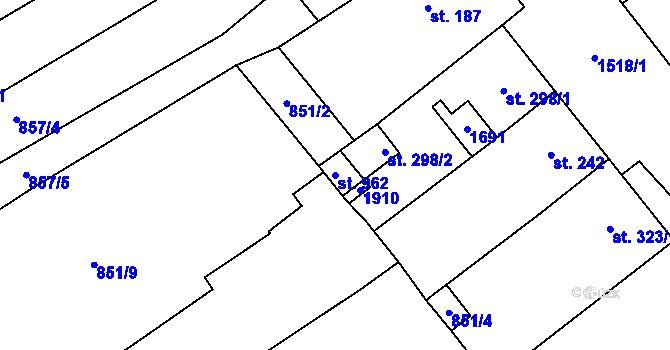 Parcela st. 962 v KÚ Lom u Mostu, Katastrální mapa