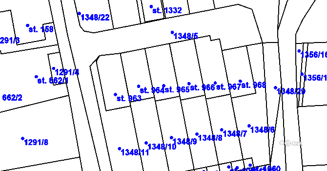 Parcela st. 965 v KÚ Lom u Mostu, Katastrální mapa