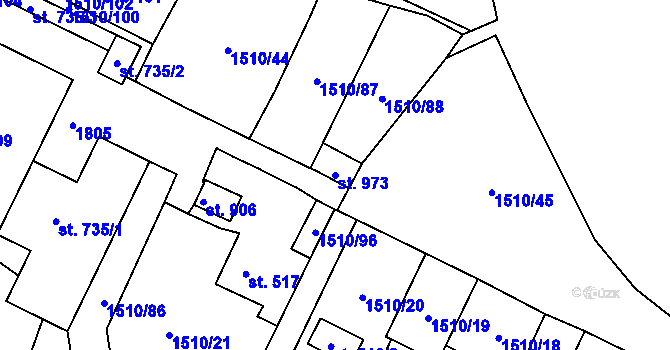 Parcela st. 973 v KÚ Lom u Mostu, Katastrální mapa