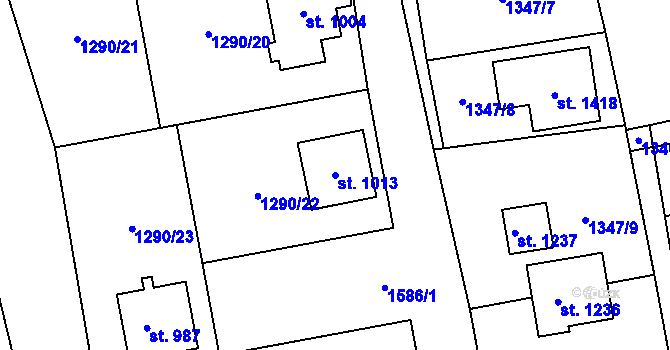 Parcela st. 1013 v KÚ Lom u Mostu, Katastrální mapa