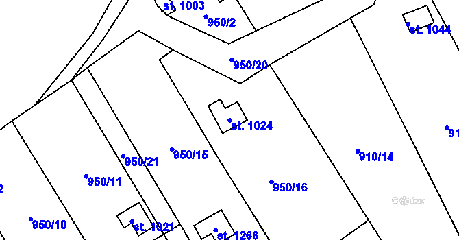 Parcela st. 1024 v KÚ Lom u Mostu, Katastrální mapa