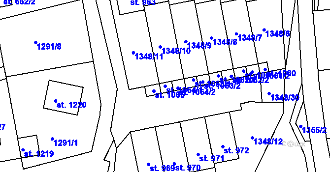 Parcela st. 1064/1 v KÚ Lom u Mostu, Katastrální mapa