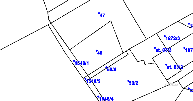 Parcela st. 48 v KÚ Lom u Mostu, Katastrální mapa