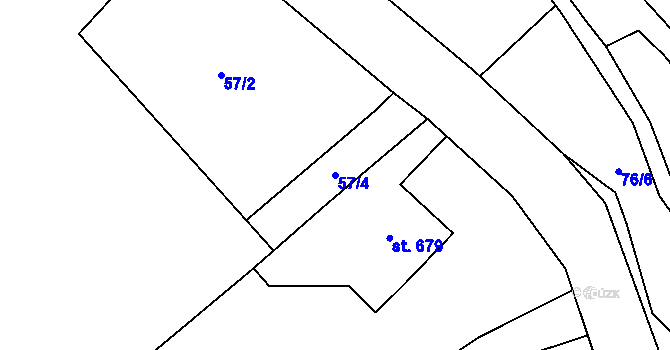 Parcela st. 57/4 v KÚ Lom u Mostu, Katastrální mapa