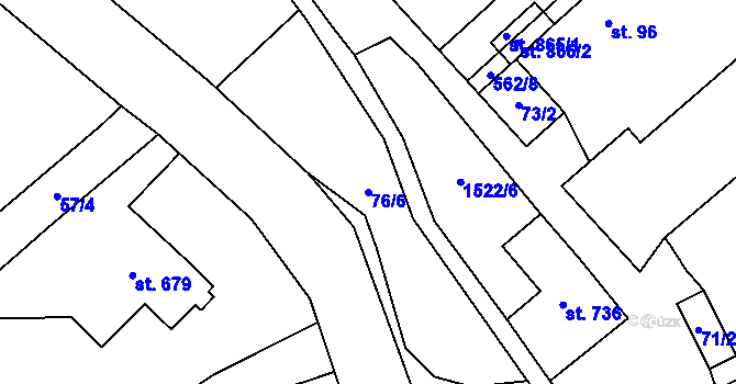 Parcela st. 76/6 v KÚ Lom u Mostu, Katastrální mapa