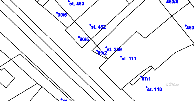 Parcela st. 89/2 v KÚ Lom u Mostu, Katastrální mapa