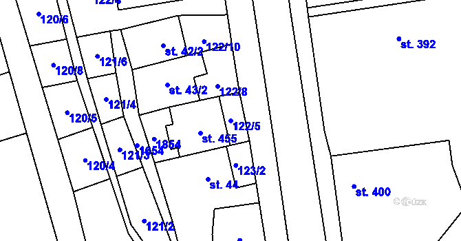 Parcela st. 122/5 v KÚ Lom u Mostu, Katastrální mapa