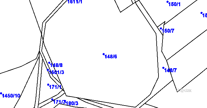 Parcela st. 148/6 v KÚ Lom u Mostu, Katastrální mapa