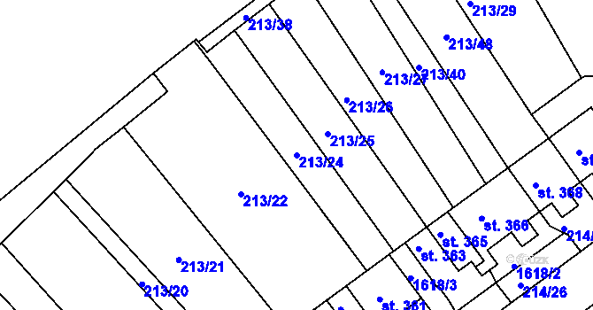 Parcela st. 213/24 v KÚ Lom u Mostu, Katastrální mapa