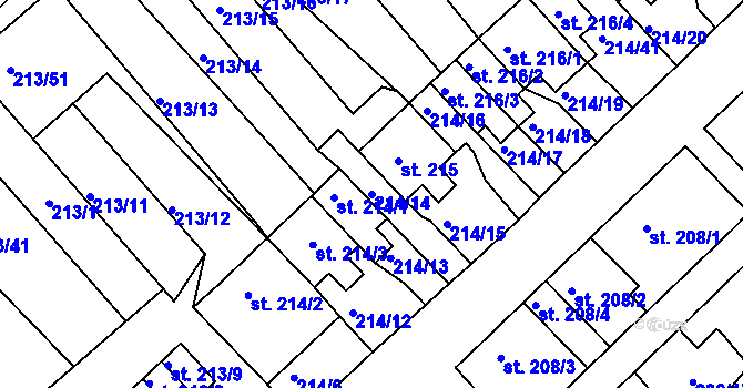 Parcela st. 214/14 v KÚ Lom u Mostu, Katastrální mapa