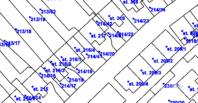 Parcela st. 214/20 v KÚ Lom u Mostu, Katastrální mapa