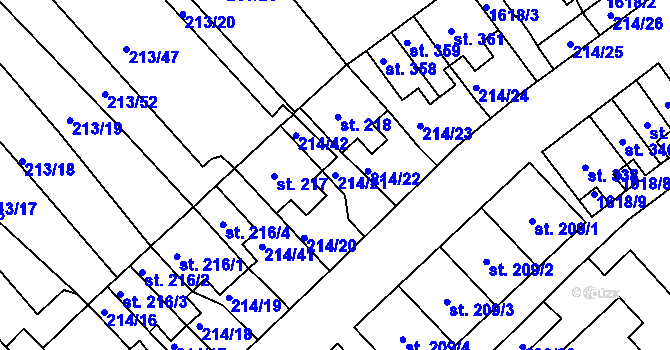 Parcela st. 214/21 v KÚ Lom u Mostu, Katastrální mapa