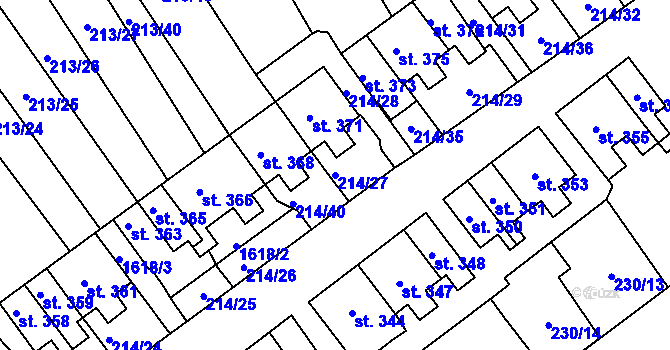 Parcela st. 214/27 v KÚ Lom u Mostu, Katastrální mapa