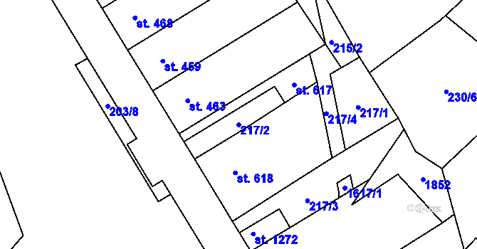 Parcela st. 217/2 v KÚ Lom u Mostu, Katastrální mapa