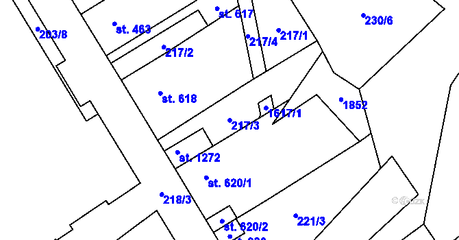 Parcela st. 217/3 v KÚ Lom u Mostu, Katastrální mapa